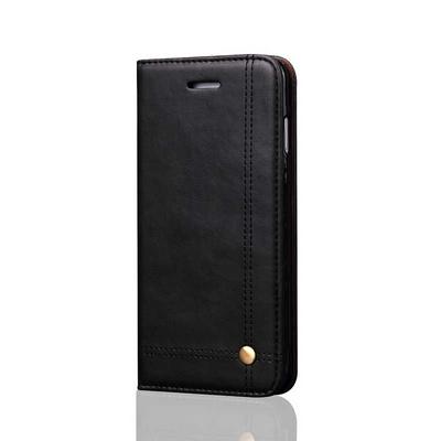 Crazy Horse Texture Card Solt Stand TPU + PU Leather Case with Absorption Features for iPhone 7 - Black