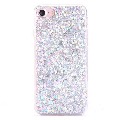 Bling Style Glitter Powder Soft TPU Back Cover Case for iPhone 7 - Sliver