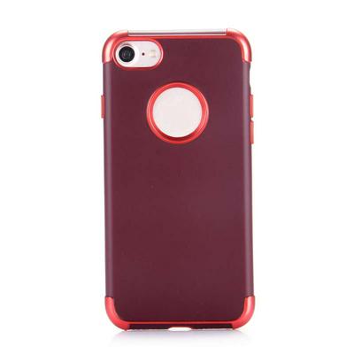 Anti-Drop Varnish Double Color Soft TPU Back Cover Case for iPhone 7 - Wine Red + Red