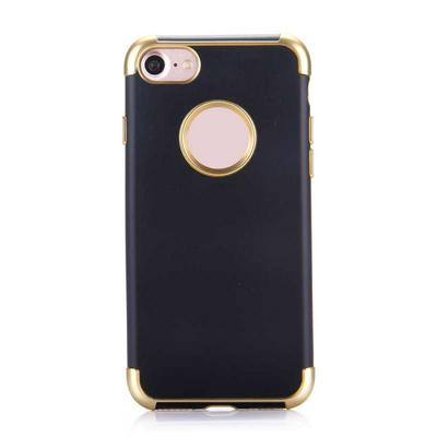 Anti-Drop Varnish Double Color Soft TPU Back Cover Case for iPhone 7 - Black + Gold