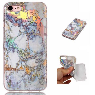 Rainbow Lightning Marble Pattern Soft TPU Back Cover Case for iPhone 7 / 8 - Grey