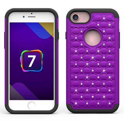 Detachable 2 in 1 Shiny Diamond Silicone + PC Back Case for iPhone 7 - Purple + Black
