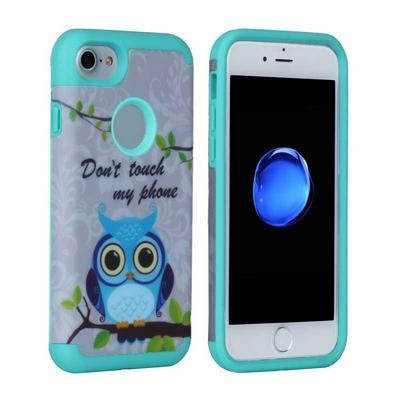 Owl Pattern Detachable 2 in 1 PC + TPU Back Cover Case for iPhone 7 - Cyan