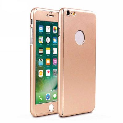 Ultrathin 3 in 1 360 Degree Full Body Protection Hard PC Phone Case Cover + Tempered Glass Screen Film Protector for iPhone 7 - Rose Gold
