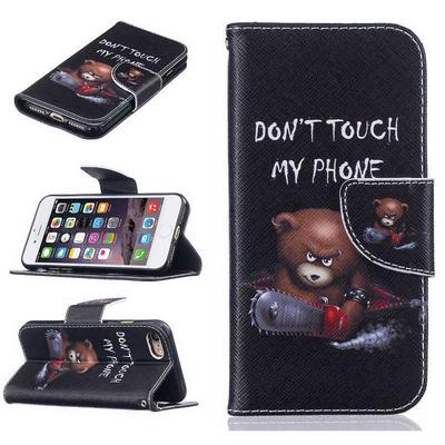 Color Painting Pattern Wallet Style Magnetic Filp Card Slot Stand TPU+ PU Leather Case for iPhone 7 - Bear