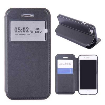 Roar Noble Leather View Series Filp TPU + PU Leather Caller ID Window Card Holder with Magnet Case for iPhone 7 - Black 
