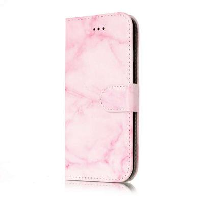 Wallet Style PU Leather + Soft TPU Card Holder with Stand and Magnetic Buckle Case for iPhone 7 - Pink Pattern