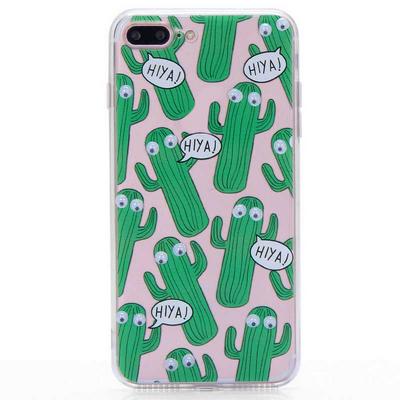 3D Rotating Eyes Cartoon Pattern TPU Back Case for iPhone 7 Plus - Cactus