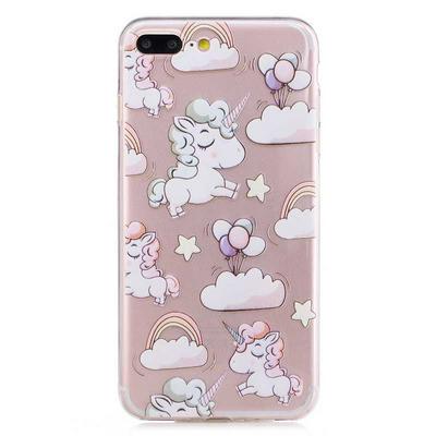 Transparent Soft TPU Back Cover Case for iPhone 7 Plus - Horse & Cloud