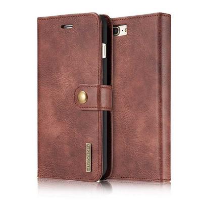 DG.MING Magnetic Flip Removable 2 in 1 PU Leather + PC Card Slots Protective Case for iPhone 7 Plus/8 Plus - Coffee