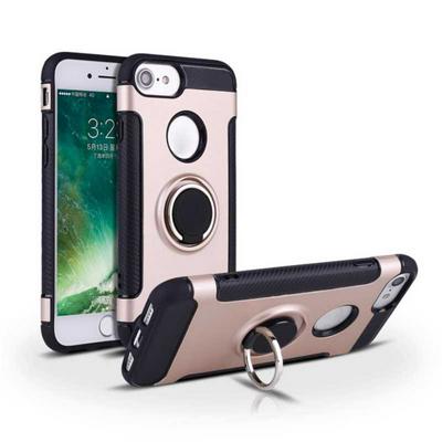 Angibabe Carbon Fiber Shockproof 2 in 1 Hard PC + Soft TPU with Magnetic Adsorption and 360° Rotatable Bracket Back Cover Protective Case for iPhone 7 / 8 - Rose Gold
