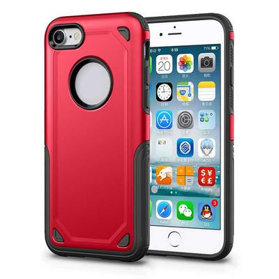 Wireless Charging Available Hard PC + Soft TPU Hybrid Back Cover Protective Phone Case for iPhone 7 / 8 - Red