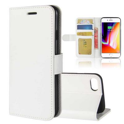 R64 Pattern Side Flip Wallet Style Picture Frame PU Leather + Soft TPU Card Holder with Stand and Magnetic Buckle Cover Case for iPhone 7 / 8 - White