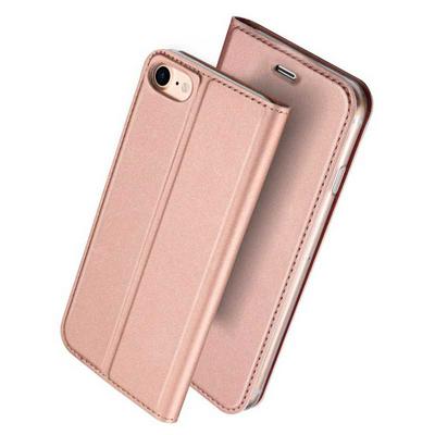 DUX DUCIS Skin Pro Series Side Flip Magnet Adsorption PU Leather + Soft TPU with Card Slot and Stand Protective Case for iPhone 7 / 8 - Rose Gold