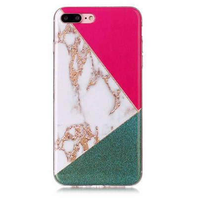 Color Painting Marble Pattern Soft TPU Back Cover Case for iPhone 7 Plus / 8 Plus - Cyan