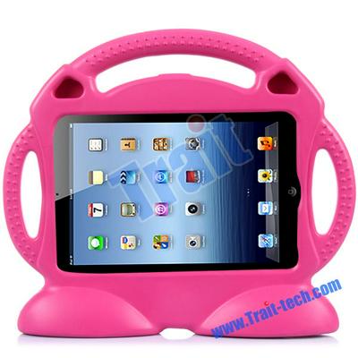Cute Smiling Face Shockproof Shell Stand Foam EVA Case for iPad 2 /3/4 with Handle (Rose)
