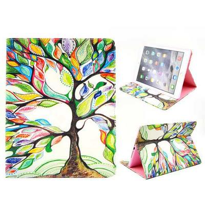 New Design Pattern Wallet Style Flip Stand TPU+PU Leather Case for iPad 2/ The New iPad /iPad 4 (Colorized Oil Painting Tree)