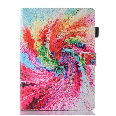 Colored Painting PU Leather + Soft TPU Card Holder Slot with Adjustable Stand Support and Magnetic Buckle Case for iPad 5 6 8 - Colorful