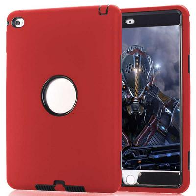 Hit Color Strengthen Robot 3 in 1 Detachable Shockproof Hard PC + Soft Silicone with Front Protector Cover Case for iPad Mini 4 - Red