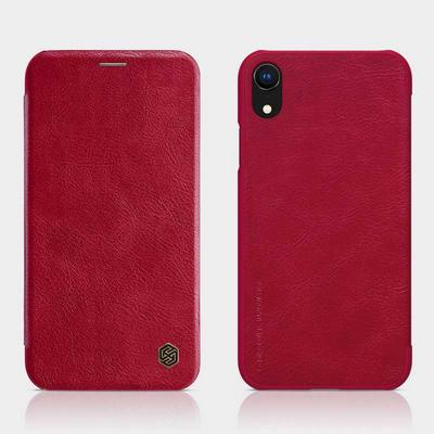 Nillkin Qin Series Super Thin Side Flip Design PU Leather + Hard PC with Card Slot Protective Case for iPhone XR 6.1 Inch - Red