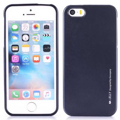 Mercury Goospery I Jelly Metal Soft TPU Case for iPhone SE 5S 5 - Black