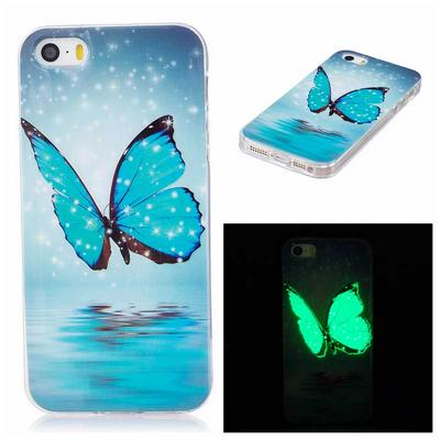 Noctilucent IMD Soft TPU Back Cover Case for iPhone SE 5S 5 - Butterfly