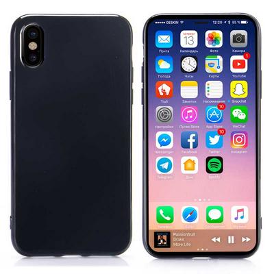 Ultra Thin Solid Color Soft TPU Back Cover Case for iPhone X - Black