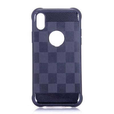 Grid Pattern Anti Drop Shockproof Soft TPU Back Cover Case for iPhone X - Black