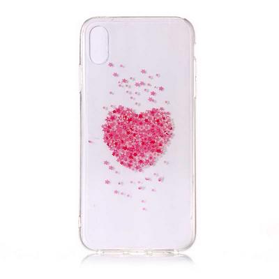 Colored Painting Transparent Soft TPU Back Cover Case for iPhone Xs Max 6.5 - Sakura Heart