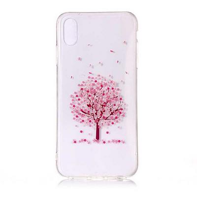 Colored Painting Transparent Soft TPU Back Cover Case for iPhone Xs Max 6.5 - Sakura Tree