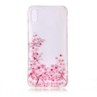 Colored Painting Transparent Soft TPU Back Cover Case for iPhone Xs Max 6.5 - Sakura 