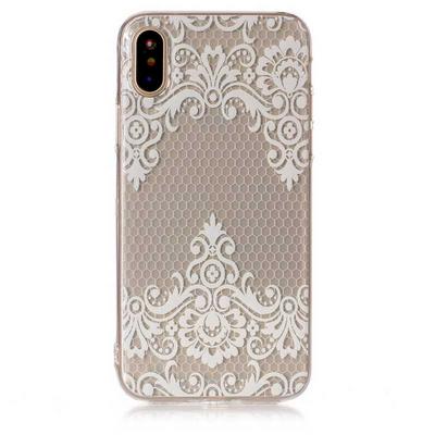 Colored Painting Transparent Soft TPU Back Cover Case for iPhone X / XS - White