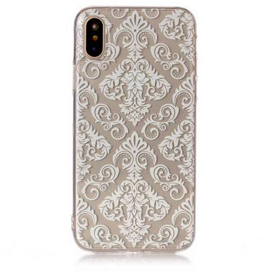 Colored Painting Transparent Soft TPU Back Cover Case for iPhone X / XS - White Flower