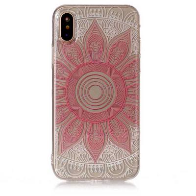 Colored Painting Transparent Soft TPU Back Cover Case for iPhone X / XS - Mandala