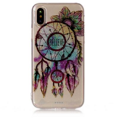 Colored Painting Transparent Soft TPU Back Cover Case for iPhone X / XS - Dreaming Catcher