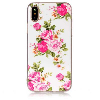 Colored Painting Transparent Soft TPU Back Cover Case for iPhone X / XS - Flower