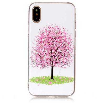 Colored Painting Transparent Soft TPU Back Cover Case for iPhone X / XS - Tree