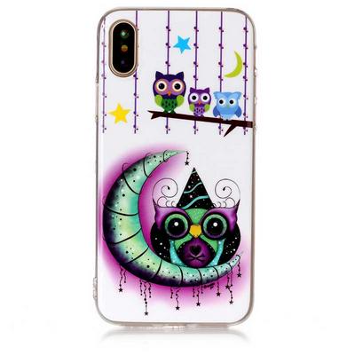 Colored Painting Transparent Soft TPU Back Cover Case for iPhone X / XS - Moon