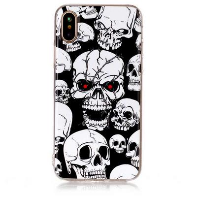 Colored Painting Transparent Soft TPU Back Cover Case for iPhone X / XS - Skull