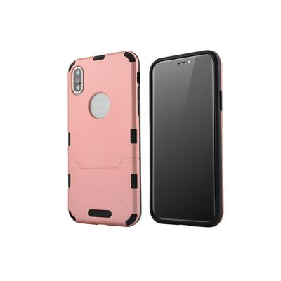 Armor Solid Color 2 in 1 Detachable Hard PC Back + Soft Silicone Bumper Frame Bybrid Back Cover Protective Case for iPhone X - Rose Gold