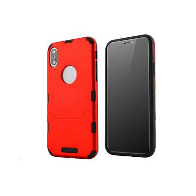 Armor Solid Color 2 in 1 Detachable Hard PC Back + Soft Silicone Bumper Frame Bybrid Back Cover Protective Case for iPhone X - Red