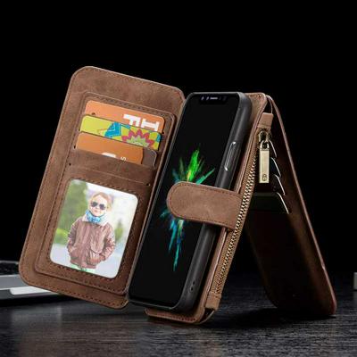 CaseMe 007 Sries Card Holder Wallet Style Picture Frame with Stand and Magnetic Flip Detachable PU Leather + PC Cover Case for iPhone X - brown