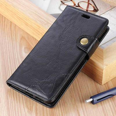 S Crazy Horse Pattern Solid Color Side Flip PU Leather + TPU with Card Slots and Viewing Stand Wallet Protective Case for Sony Xperia XZ3 - Black 