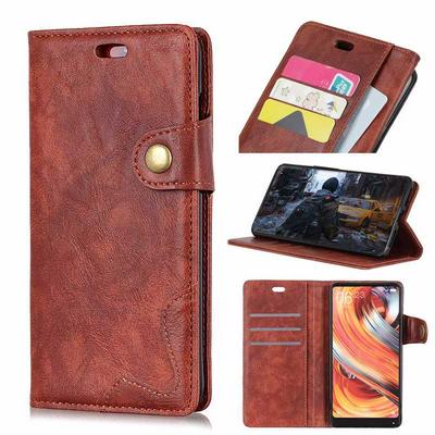 S Crazy Horse Pattern Solid Color Side Flip PU Leather + TPU with Card Slots and Viewing Stand Wallet Protective Case for Nokia 5.1 Plus / X5 - Brown