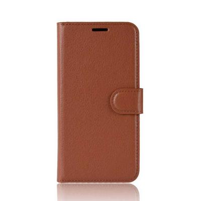 Lichee Pattern Solid Color Side Flip PU Leather + Soft TPU Card Slots with Stand and Magnetic Buckle Wallet Case for Sony Xperia XZ2 Premium - Brown