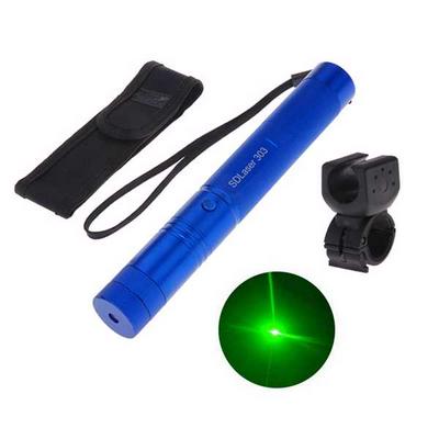 1mw 532nm Green Beam Flashlight Adjustable Focus Laser Pointer Kit with Bicycle Handlebar - Blue