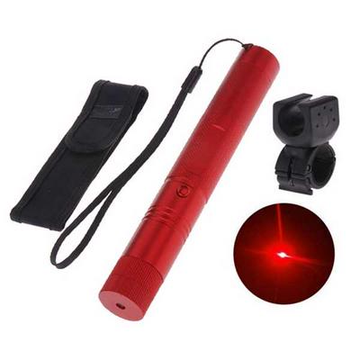 1mw 650nm Red Beam Flashlight Adjustable Focus Laser Pointer Kit with Bicycle Handlebar - Red