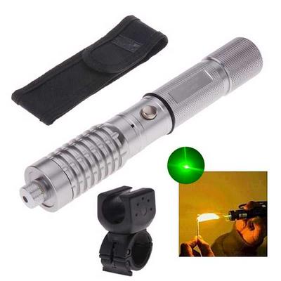 LT - 5mw 532nm Visible Adjustable Beam Green Laser Pen Flashlight - Sliver