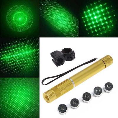 5mw 532nm Green Laser Pointer with 5 Patterns - Gold