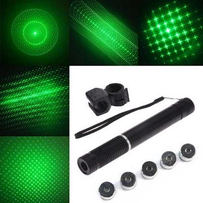 5mw 532nm Green Laser Pointer with 5 Patterns - Black